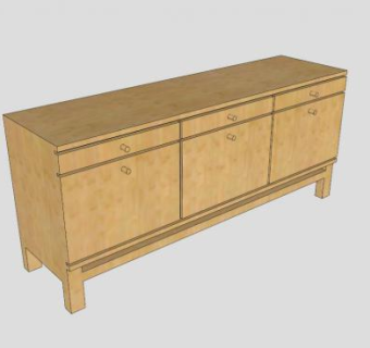 土黄色餐边柜SU模型下载_sketchup草图大师SKP模型