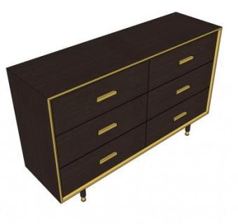 实木边橱SU模型下载_sketchup草图大师SKP模型