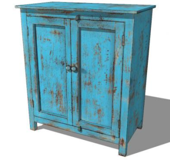 蓝色传统边柜SU模型下载_sketchup草图大师SKP模型