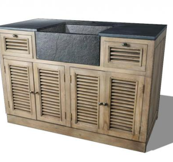 百叶窗木质边柜SU模型下载_sketchup草图大师SKP模型