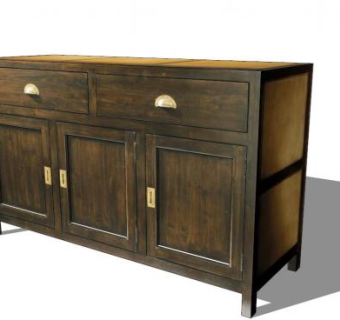 柚木边柜SU模型下载_sketchup草图大师SKP模型