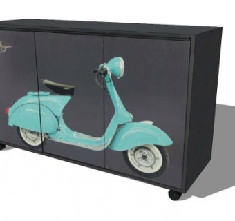 灰色金属餐具柜SU模型下载_sketchup草图大师SKP模型