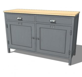 灰色金属餐边柜SU模型下载_sketchup草图大师SKP模型