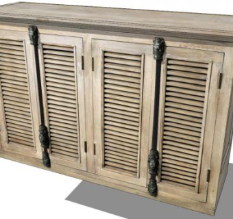 百叶窗厨房储物柜SU模型下载_sketchup草图大师SKP模型