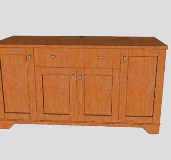 现代实木餐具柜SU模型下载_sketchup草图大师SKP模型