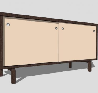 推拉门简约餐边柜SU模型下载_sketchup草图大师SKP模型