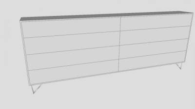 现代白色餐具柜SU模型下载_sketchup草图大师SKP模型
