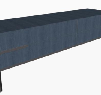 蓝色现代餐边柜SU模型下载_sketchup草图大师SKP模型