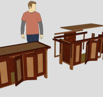 中式搁架餐具柜SU模型下载_sketchup草图大师SKP模型