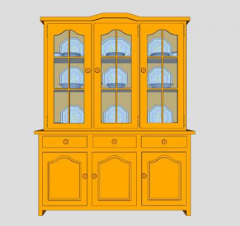 松木餐边柜SU模型下载_sketchup草图大师SKP模型
