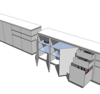 白色餐具柜SU模型下载_sketchup草图大师SKP模型