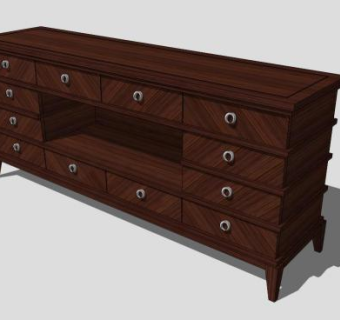 棕色边橱SU模型下载_sketchup草图大师SKP模型