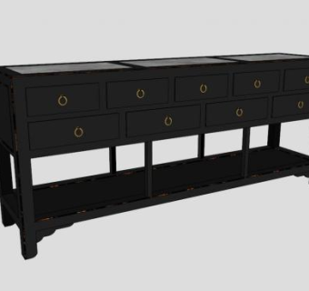 牛津自助黑色漆餐边柜SU模型下载_sketchup草图大师SKP模型