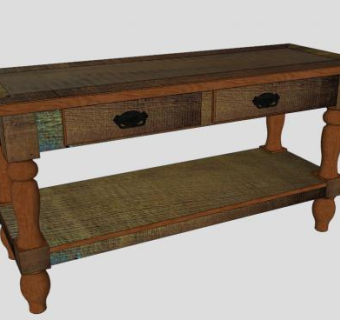 仿古木制餐边柜SU模型下载_sketchup草图大师SKP模型