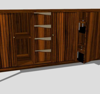 核桃丹麦餐具柜SU模型下载_sketchup草图大师SKP模型