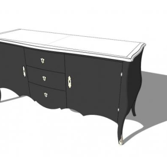 樱桃木餐具柜SU模型下载_sketchup草图大师SKP模型