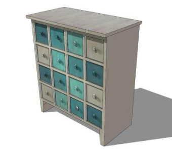 绿色内阁餐边柜SU模型下载_sketchup草图大师SKP模型