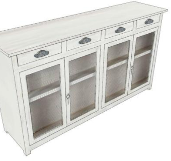 老化和风化木材的餐具柜SU模型下载_sketchup草图大师SKP模型