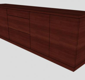 4扇门的餐边柜SU模型下载_sketchup草图大师SKP模型