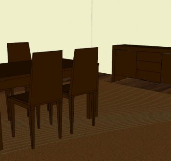 餐厅的餐边柜SU模型下载_sketchup草图大师SKP模型