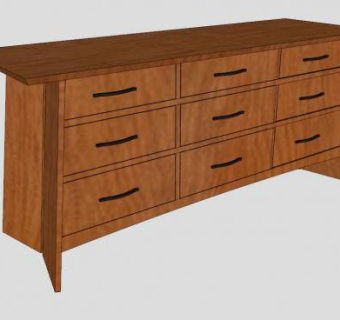 胡桃木边柜SU模型下载_sketchup草图大师SKP模型