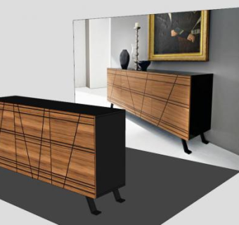 现代边柜SU模型下载_sketchup草图大师SKP模型