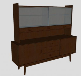 丹麦柚木餐具柜SU模型下载_sketchup草图大师SKP模型