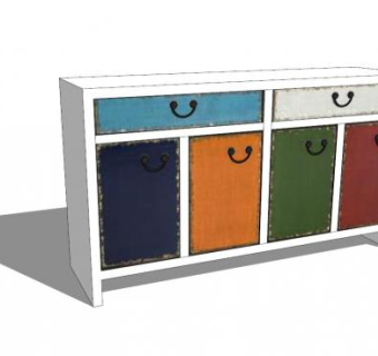 多彩的餐边柜SU模型下载_sketchup草图大师SKP模型