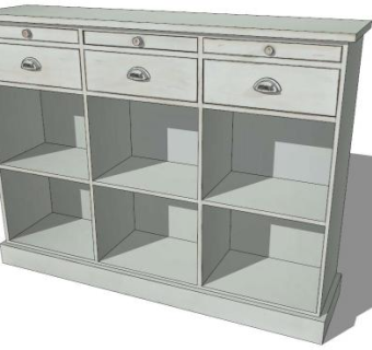 象牙木餐边柜SU模型下载_sketchup草图大师SKP模型