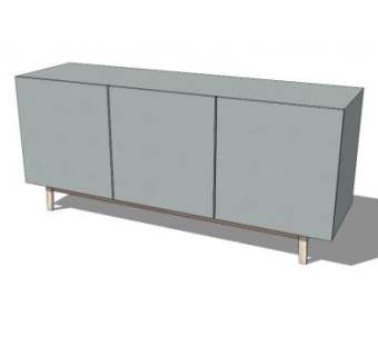 灰色可移动的餐具柜SU模型下载_sketchup草图大师SKP模型
