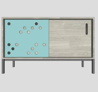 蓝点餐具柜SU模型下载_sketchup草图大师SKP模型