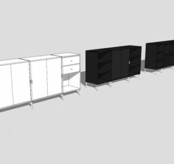 4个现代餐边柜SU模型下载_sketchup草图大师SKP模型