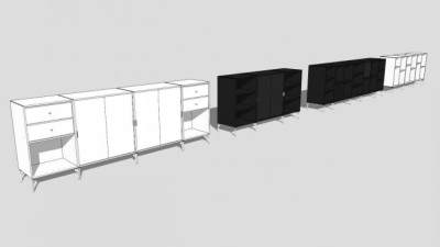 4个现代餐边柜SU模型下载_sketchup草图大师SKP模型