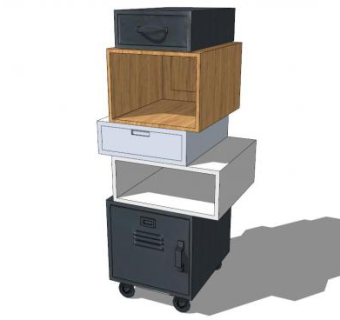 金属和木材餐边柜SU模型下载_sketchup草图大师SKP模型