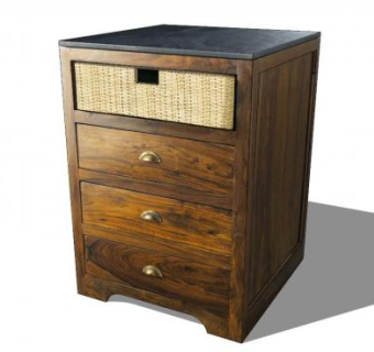 低元素3抽屉餐边柜SU模型下载_sketchup草图大师SKP模型