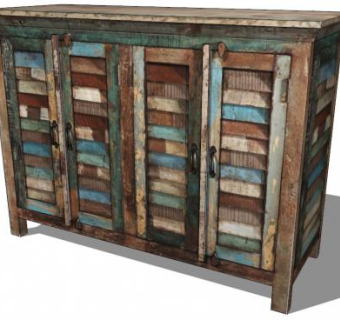 回收木材餐边柜SU模型下载_sketchup草图大师SKP模型