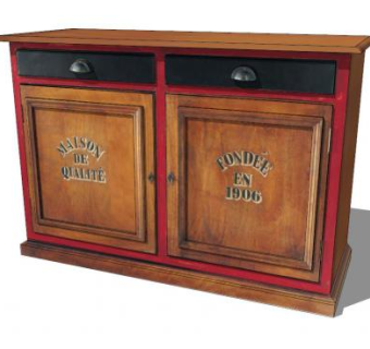 小酒馆木制餐边柜SU模型下载_sketchup草图大师SKP模型