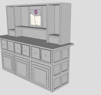 白色餐边柜SU模型下载_sketchup草图大师SKP模型