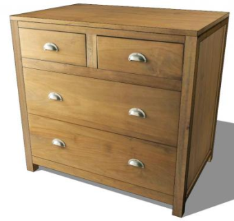 大抽屉简约餐边柜SU模型下载_sketchup草图大师SKP模型