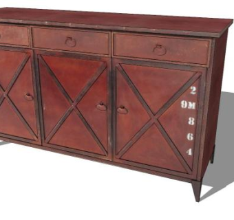 橙色樱桃餐具柜SU模型下载_sketchup草图大师SKP模型