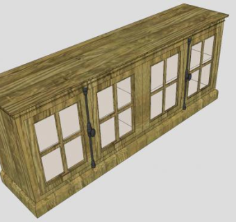松木边柜内阁SU模型下载_sketchup草图大师SKP模型