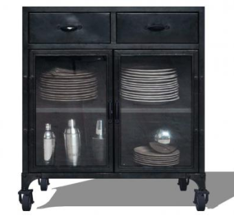 黑色小型餐具柜SU模型下载_sketchup草图大师SKP模型