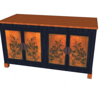 中式复古餐具柜SU模型下载_sketchup草图大师SKP模型