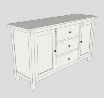 宜家白色餐边柜SU模型下载_sketchup草图大师SKP模型