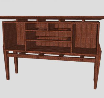 枫木抽屉餐边柜SU模型下载_sketchup草图大师SKP模型