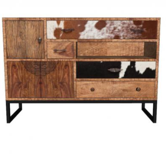 现代牛皮贴花餐具柜SU模型下载_sketchup草图大师SKP模型