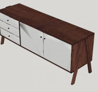 简约餐边柜SU模型下载_sketchup草图大师SKP模型