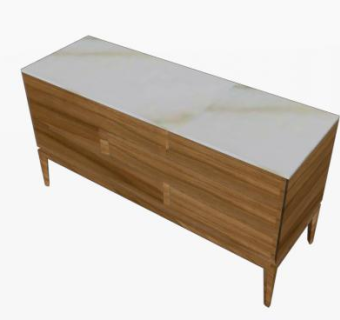 胡桃木餐边柜SU模型下载_sketchup草图大师SKP模型