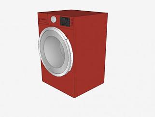 红色单筒洗衣机SU模型下载_sketchup草图大师SKP模型