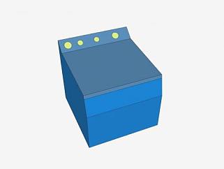 蓝色单筒洗衣机SU模型下载_sketchup草图大师SKP模型